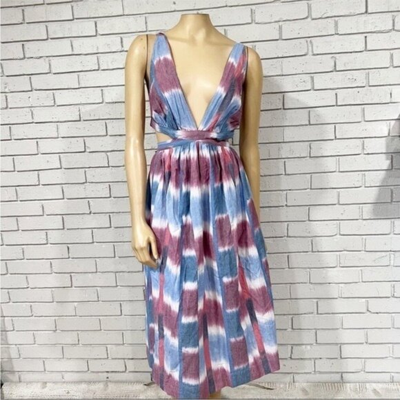 Anthropologie Deep V Midi Dress – Elegant V‑Neck Cocktail/Wedding Guest – Size M - Picture 1 of 8